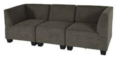 Mendler Modular 3-Sitzer Sofa Couch Lyon braun hohe Armlehnen - brown Fabric (75615+2x75620+2x75621)