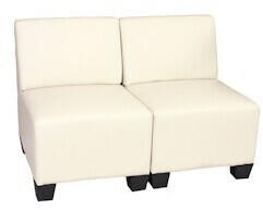 Mendler Modular 2-Sitzer Sofa Couch Lyon Kunstleder creme ohne Armlehnen - beige synthetic (2x21690)