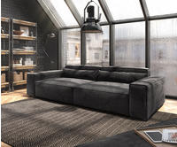 DELIFE Big-Sofa Sirpio XL 270x130 cm Mikrofaser Schwarz mit Hocker, Big Sofas