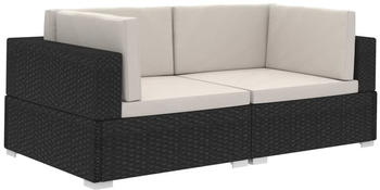 vidaXL Ecksofas 2 Stk. mit Auflagen Poly Rattan Schwarz (47260)