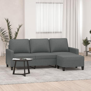 vidaXL 3-Sitzer-Sofa mit Hocker Dunkelgrau 180 cm Stoff (3201038)