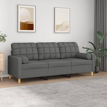 vidaXL 3-Sitzer-Sofa mit Zierkissen Dunkelgrau 180 cm Stoff (3200791)