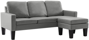 vidaXL 3-Sitzer-Sofa mit Hocker Grau Kunstleder (288769)