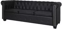 vidaXL Chesterfield-Sofa 3-Sitzer Kunstleder Schwarz