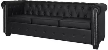vidaXL Chesterfield-Sofa 3-Sitzer Kunstleder Schwarz (242370)