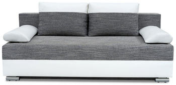 Möblo Sofagarnitur mit Bettfunktion Schlafsofa Atlanta Lawa 05 + Soft 17 Grau + Weiß