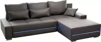 Juskys Wohnlandschaft Davos mit led 260x72x180 cm Hellgrau