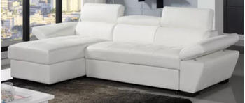 Kauf-Unique Ecksofa mit Schlaffunktion Leder Ecke Links wei&szlig;