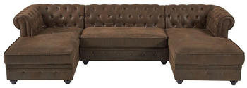 Kauf-Unique Wohnlandschaft Mikrofaser Vintage-Leder-Optik CHESTERFIELD