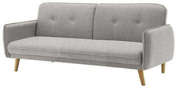 SalesFever Sofa 3-Sitzer mit Schlaffunktion Beine Hevea-Holz 188x85x80 cm hellgrau natur