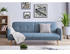SalesFever Sofa 3-Sitzer mit Schlaffunktion Bezug Strukturstoff Beine Hevea-Holz 188x85x80 cm blau - natur (368657)