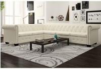 vidaXL Chesterfield Ecksofa 6-Sitzer Kunstleder Wei&szlig;