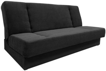 Möblo Clic-Clack Cordstoff Federkern Sofagarnitur Cyprus Schwarz Poso 34 + Kronos 35
