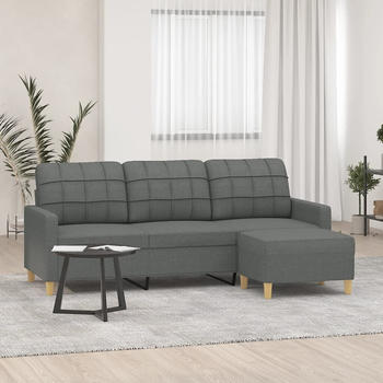 vidaXL 3-Sitzer-Sofa mit Hocker Dunkelgrau 180 cm Stoff (3201002)