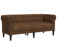 vidaXL Chesterfield-Sofa 2-Sitzer Braun Stoff