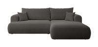 Eckschlafsofa Ovo In L-form Dunkelgrau Mit Boucl&eacute;-beh&auml;lter Rechts - Selsey