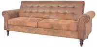 vidaXL 2-Sitzer Schlafsofa mit Armlehnen K&uuml;nstliches Wildleder Braun