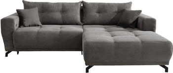 Mid.you Wohnlandschaft Restato Cord 246x177 cm links grau