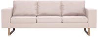 vidaXL 3-Sitzer-Sofa Stoff Cremewei&szlig;