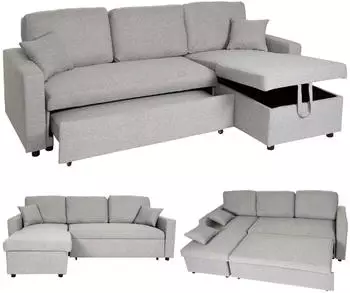 MCW L17 Ecksofa mit Bettkasten grau