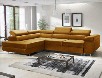 EasyFurniture Avatar Ecksofa Velvet 277x73x203 cm Rechts Monolith Senf