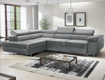 EasyFurniture Avatar Ecksofa Velvet 277x73x203 cm Rechts Monolith Grau