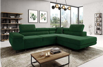 EasyFurniture Avatar Ecksofa Kord 277x73x203 cm Rechts Monolith Flaschengr&uuml;n