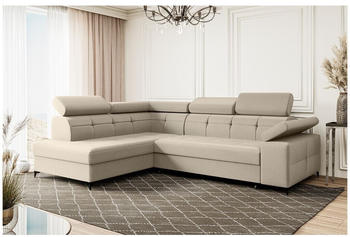 Meblini Eckcouch Couch L-Form Wohnlandschaft - BERGAMO - 274x203x83cm Links - Beige Samt