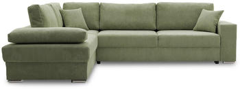 Adams Group Ecksofa FESTINA 290x230 cm LINKS L-förmig Cord POSO 047 Olivgrün