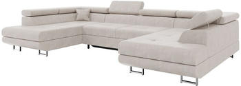 Meblini Eckcouch Couch U-Form Wohnlandschaft - CARL - 338x203x55cm - Beige Samt