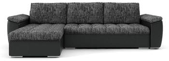 Adams Group Ecksofa VEGAS 250x160 cm L-förmig Lawa 17 + Soft 11 Dunkelgrau-Schwarz