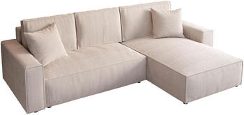 Beautysofa Ecksofa Parys L-form Polsterecke Cord 290 cm Poso 100 beige