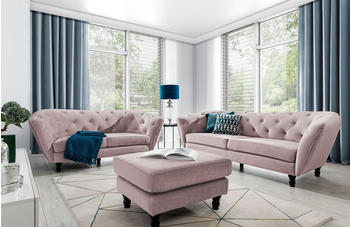 Fun Möbel Sofaset Designersofas CHARLOTTE 3-2-1 Stoff Matt Velvet Altrosa
