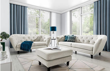 Fun Möbel Sofaset Designersofas CHARLOTTE 3-2-1 Stoff Matt Velvet Beige