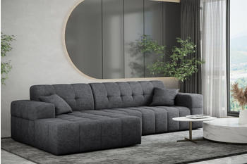 Fun Möbel Ecksofa NANCY Stoff Perfekt Harmony 265 cm Ottomane Links Anthrazit