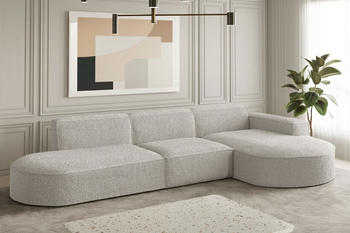 Fun M&ouml;bel Ecksofa Designersofa PALMA Stoff Ascot 296 cm Ottomane Rechts Pearl