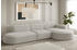 Fun Möbel Ecksofa Designersofa PALMA Stoff Ascot 296 cm Ottomane Rechts Pearl