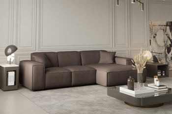 Fun Möbel Ecksofa Designersofa CELES Stoff 266 cm Scala Taupe Ottomane Rechts