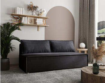 Fun Möbel Sofa Designersofa EMMA 3-Sitzer 198 cm mit Schlaffunktion Stoff Zoom Anthrazit