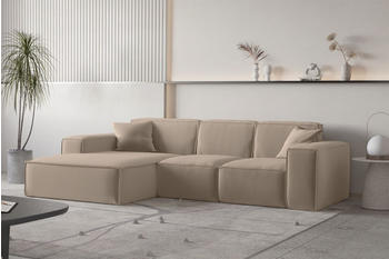 Fun M&ouml;bel Ecksofa Designersofa CELES PREMIUM Stoff Opera 266 cm Velvet Sand Ottomane Links