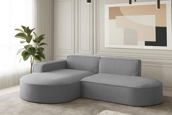 Fun M&ouml;bel Ecksofa Designersofa PALMA XS Stoff Opera 236 cm Velvet Grau Ottomane Links