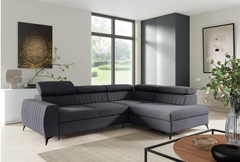 Fun Möbel Ecksofa Schlafsofa TORONTO 270 cm Stoff Element Graphit Ottomane Rechts