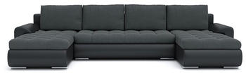 Adams Group Ecksofa TOKIO III U-förmig 3 Bettkästen Stoff JASMINE 96 + SOFT 11 Dunkelgrau/Schwarz
