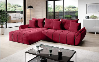 EasyFurniture Vigo Velvet Monolith Ecksofa in L-Form 280x190 cm Rot (M-59)