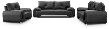Beautysofa Couchgarnitur Maxime Polstergarnitur Kunstleder Sofagarnitur 3+2+1 Dolaro 08 schwarz