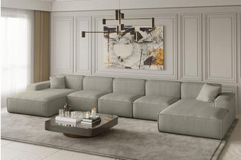 Fun Möbel Wohnlandschaft U-Form CELES XL Stoff Scala Beige