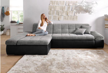 Domo Polstermöbel Ecksofa Moric XXL R links 300x172x80 cm silber/schwarz