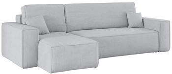 Kaiser Möbel Ecksofa L-form BEST Dicker Cord Links Hellgrau
