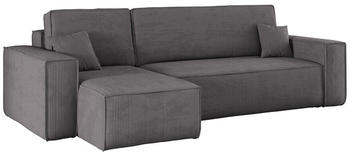 Kaiser M&ouml;bel Ecksofa L-form BEST Dicker Cord Links Dunkelgrau
