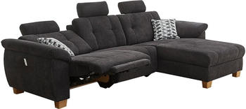 Jockenhöfer Gruppe Ecksofa mit USB-Ladestation 299x105x105 cm schwarz (90624352-0)